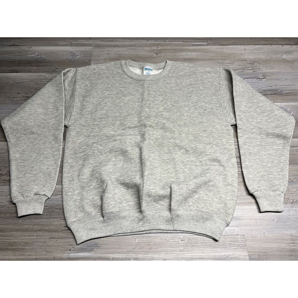 NWT Vtg Cheetah Blank Sweatshirt Crewneck 80s 90s Aesthetic Boxy‎ Fit Gray M